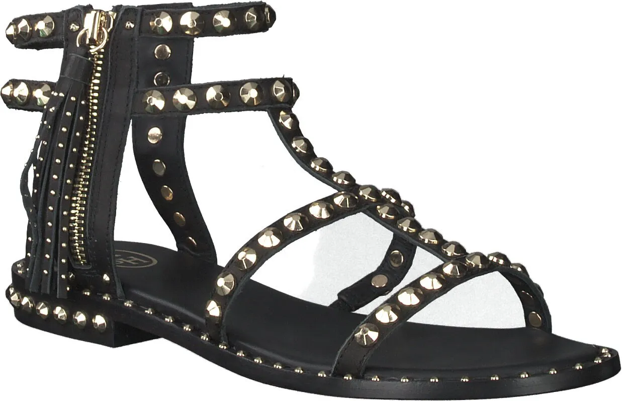 Damen-Sandalen aus Leder 184001972575 (Schwarz)