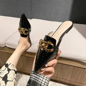 Elegante flache Pantoletten mit spitzer Zehe für Frauen