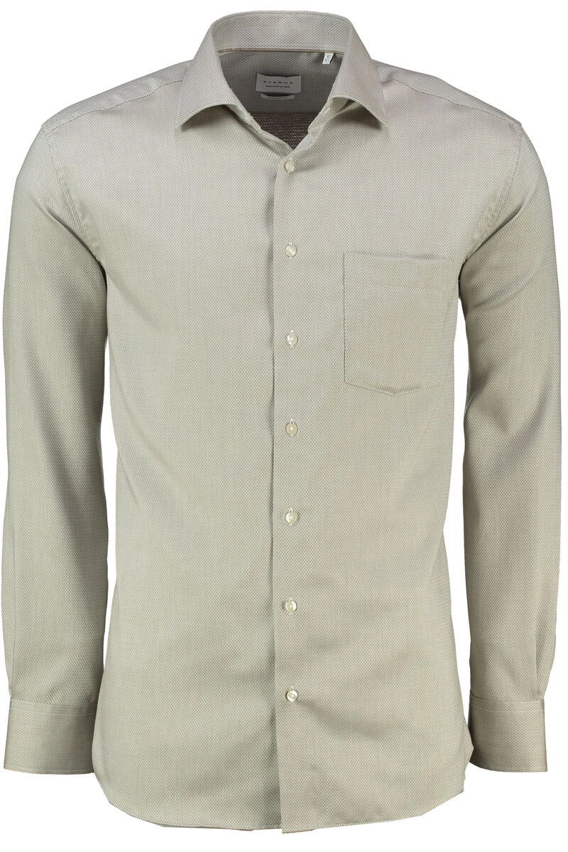 ETERNA Hemd beige gemustert Comfort Fit Langarm