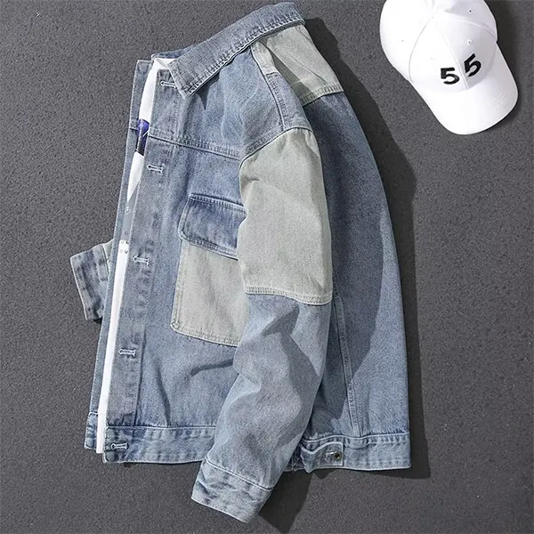 Farblich abgesetzte Workwear-Jeansjacke im Casual-Stil