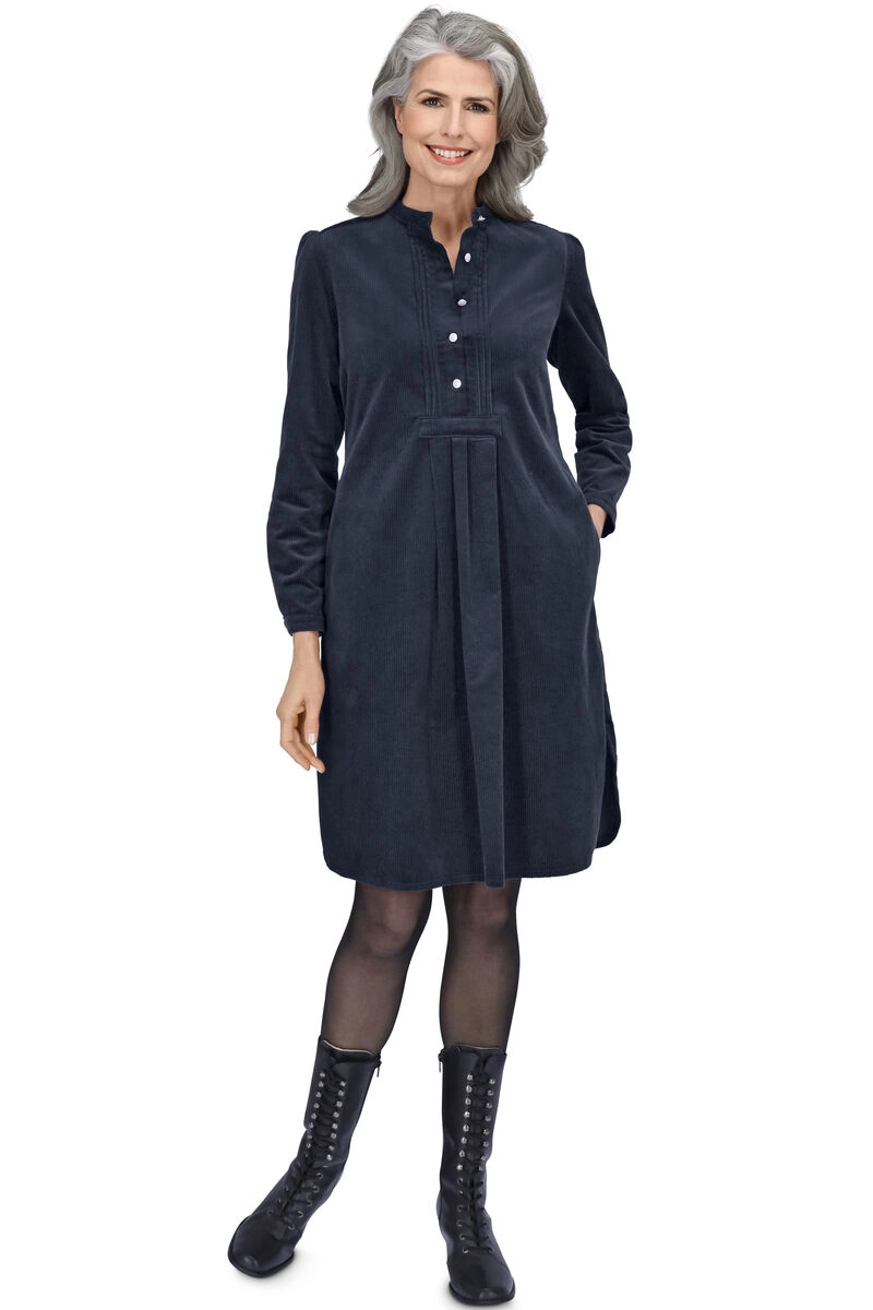 FELICITAS Cord-Kleid marine in softer Qualität