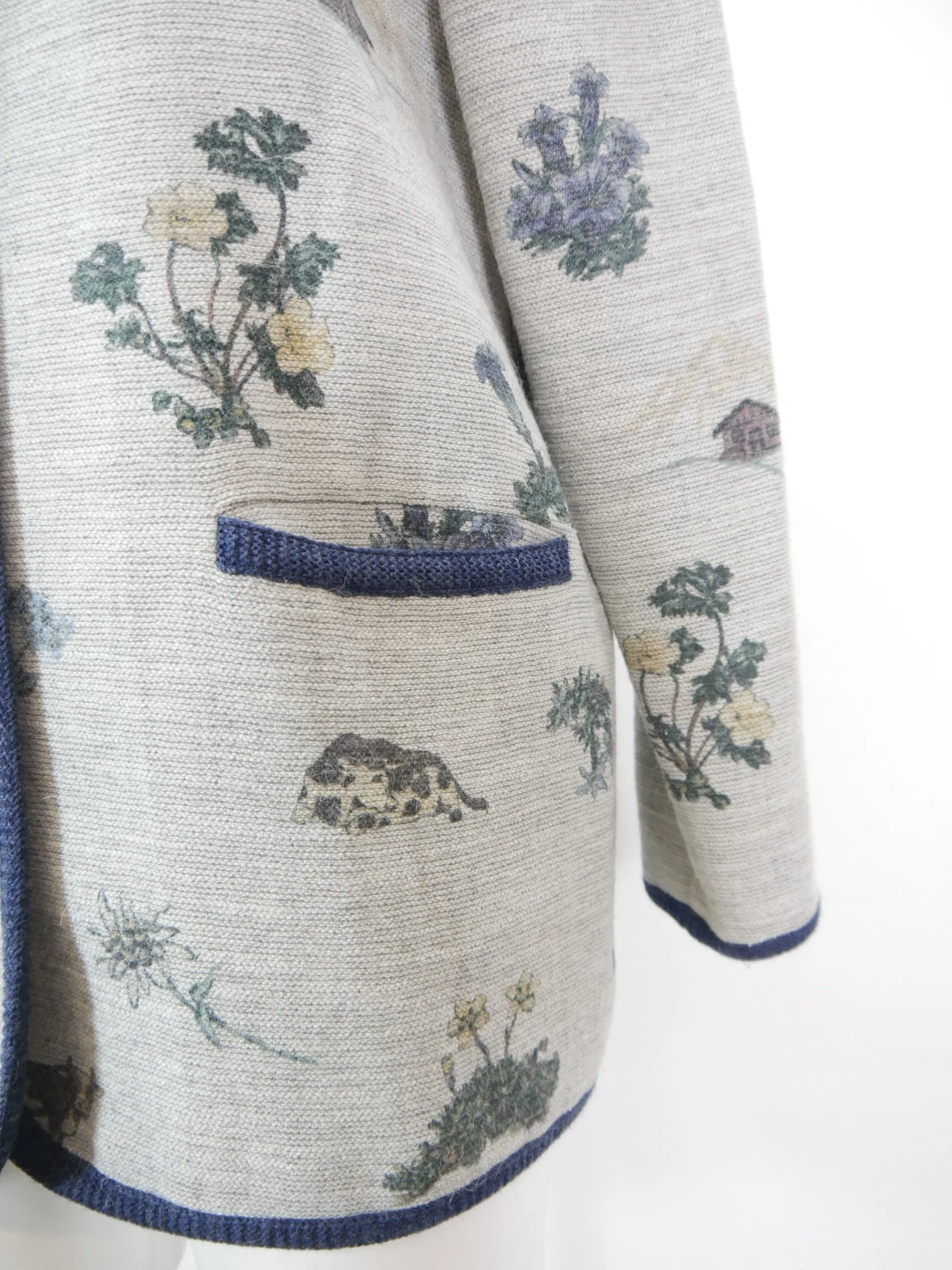 Hammerschmid grau mit Blumen und Tiermotiven bezaubernde Trachtenjacke Jacke Gr.38