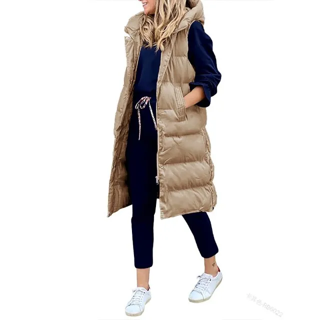 Heidi-Mode | Baumwolle Langer Mantel Ärmellos Lockere Jacke für Frauen