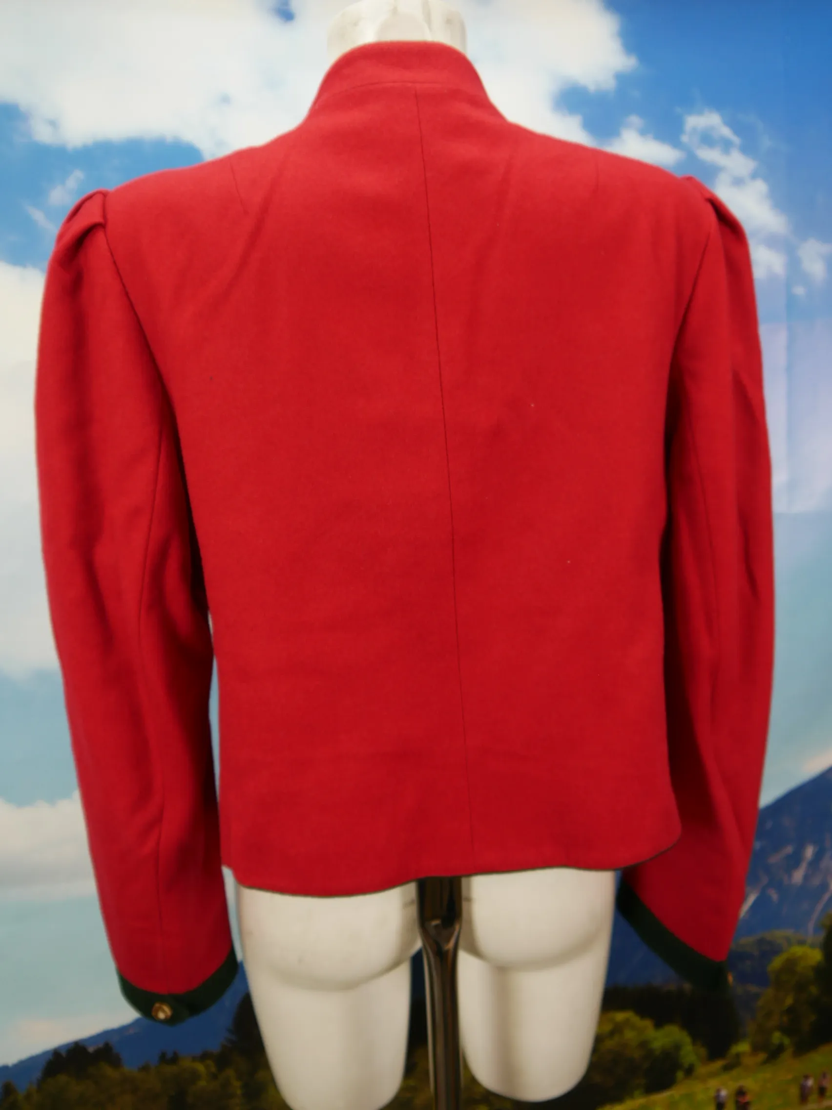 Knallrot neuwertig und kurz wundervoller Loden Janker Trachtenjacke Jacke Gr.42