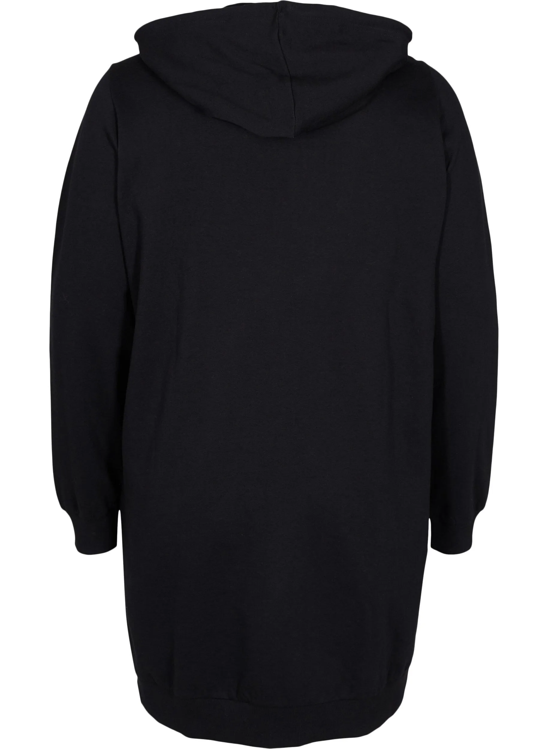 Lange Sweatjacke aus Baumwolle mit Kapuze