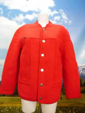 Litza roter Janker mit Zopfmuster und Wappenknopf Trachtenjacke Jacke Gr.50