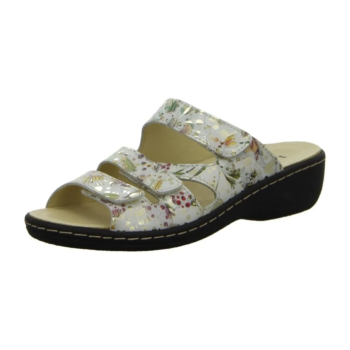 Longo - Pantoletten Bequem-Pantolette,weiss-gold/multi 1044720