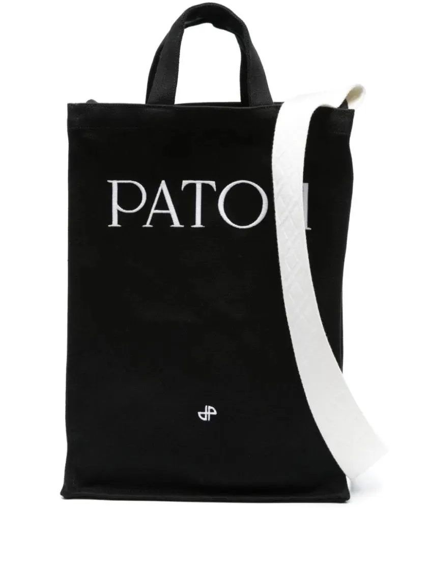   Patou  Black/White Shoulder Bag With Logo Black  Schultertasche 
