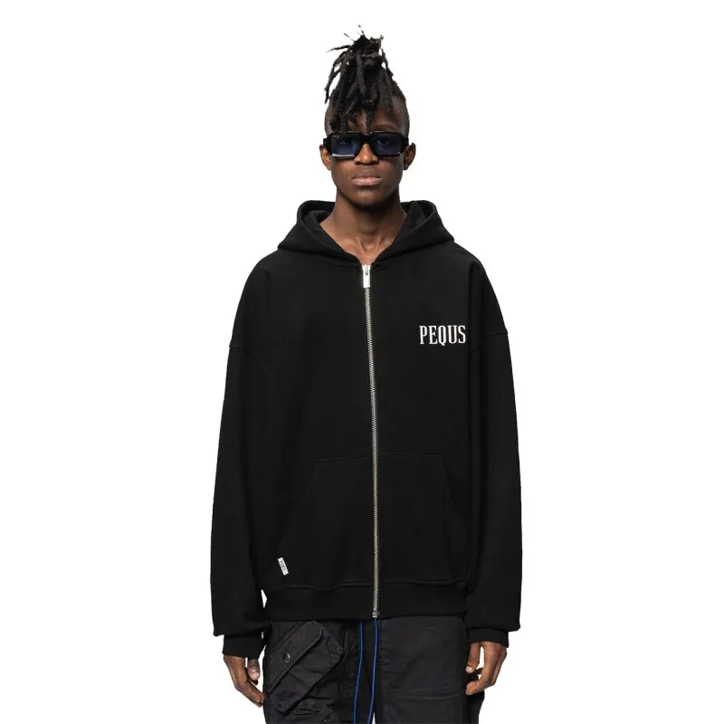 PEQUS Herren Zip Hoodie Chest Logo black