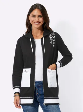 Sweatjacke in schwarz-weiß