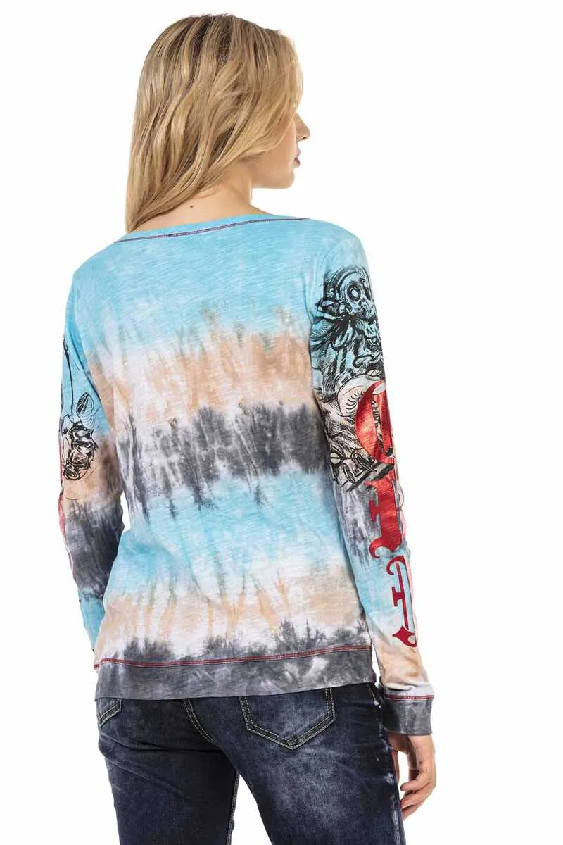 WL295 Damen Langarmshirt mit coolem Markenprint