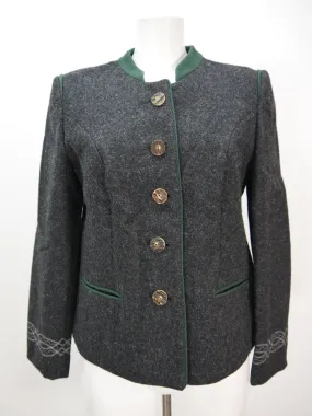 Wunderschön grau Janker Schurwolle mit Stickerei süße Trachtenjacke Jacke Gr.40